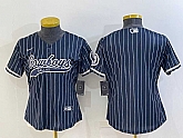 Women's Dallas Cowboys Blank Navy Blue Pinstripe With Patch Cool Base Stitched Baseball Jersey,baseball caps,new era cap wholesale,wholesale hats